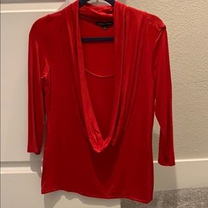 Adrianne Vittadini cowl neck layered look red top